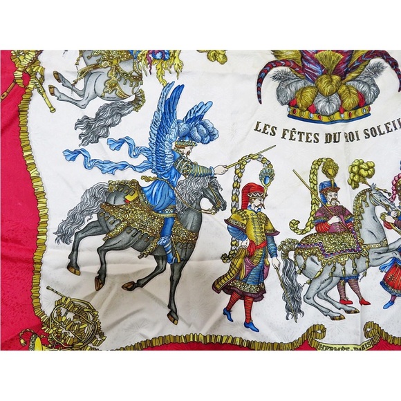 Hermes Red and Gold Scarf - Picture 4 of 14